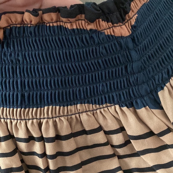 ❌SOLD❌Apiece Apart Off the Shoulder Ruffle Sleeve Striped Blouse💙💚💙 - Picture 4 of 9